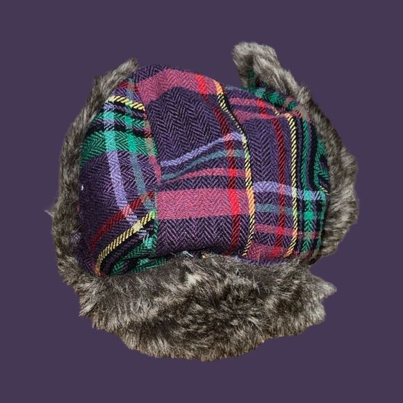 Faux Fur Multi Colored Trapper Hat One Size Adult - Picture 2 of 4